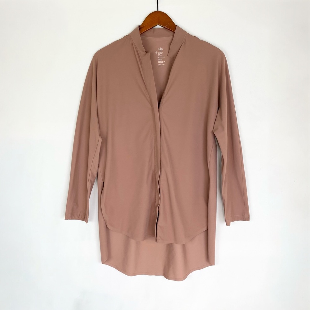 ADAY Something Borrowed Shirt Button Down Boyfriend Relaxed Mandarin Collar‎